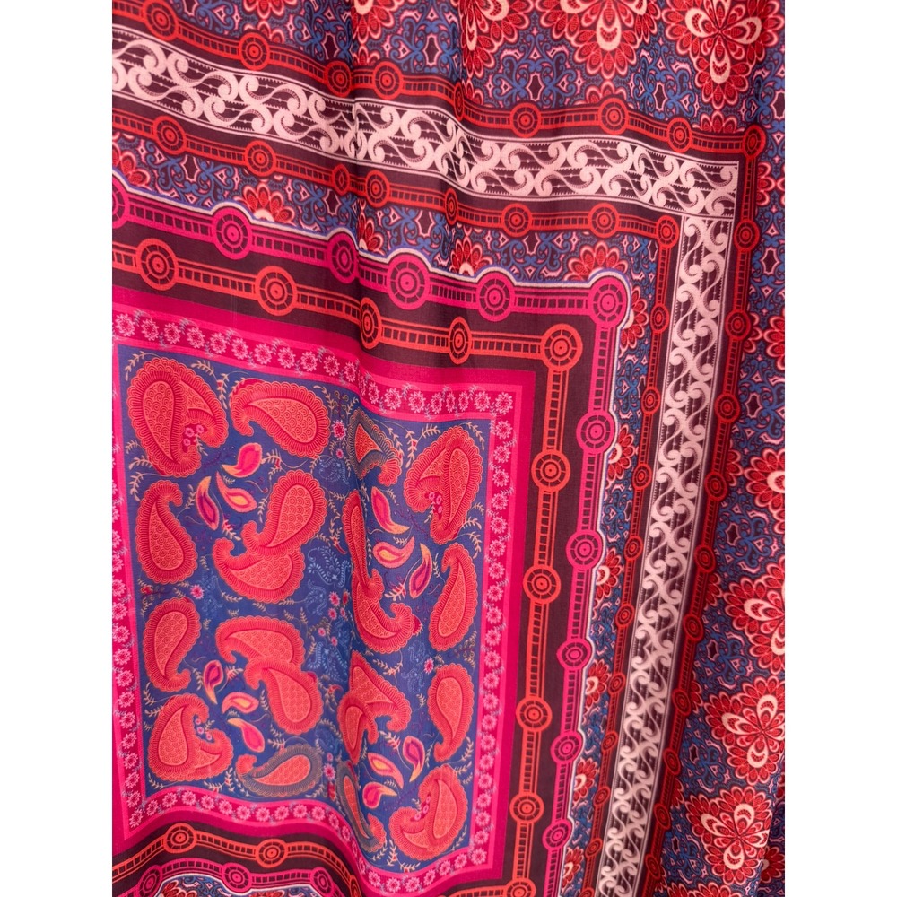 Boho Scarf Print Midi Skirt Bandana Paisley Lined Pull On Hippie Indie Medium - Picture 2 of 9